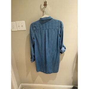 LOFT Chambray Shirt Button Down Long Sleeve Casual Dress Size Small